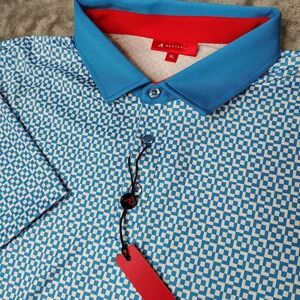 Redvanly Polo Shirt Mens Medium‎ Malibu Blake Geometric Golf Stretch Performance